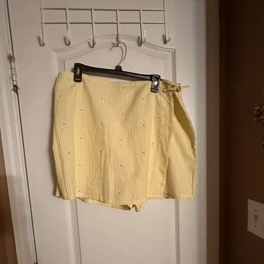 Yellow skirt with wrap front panel